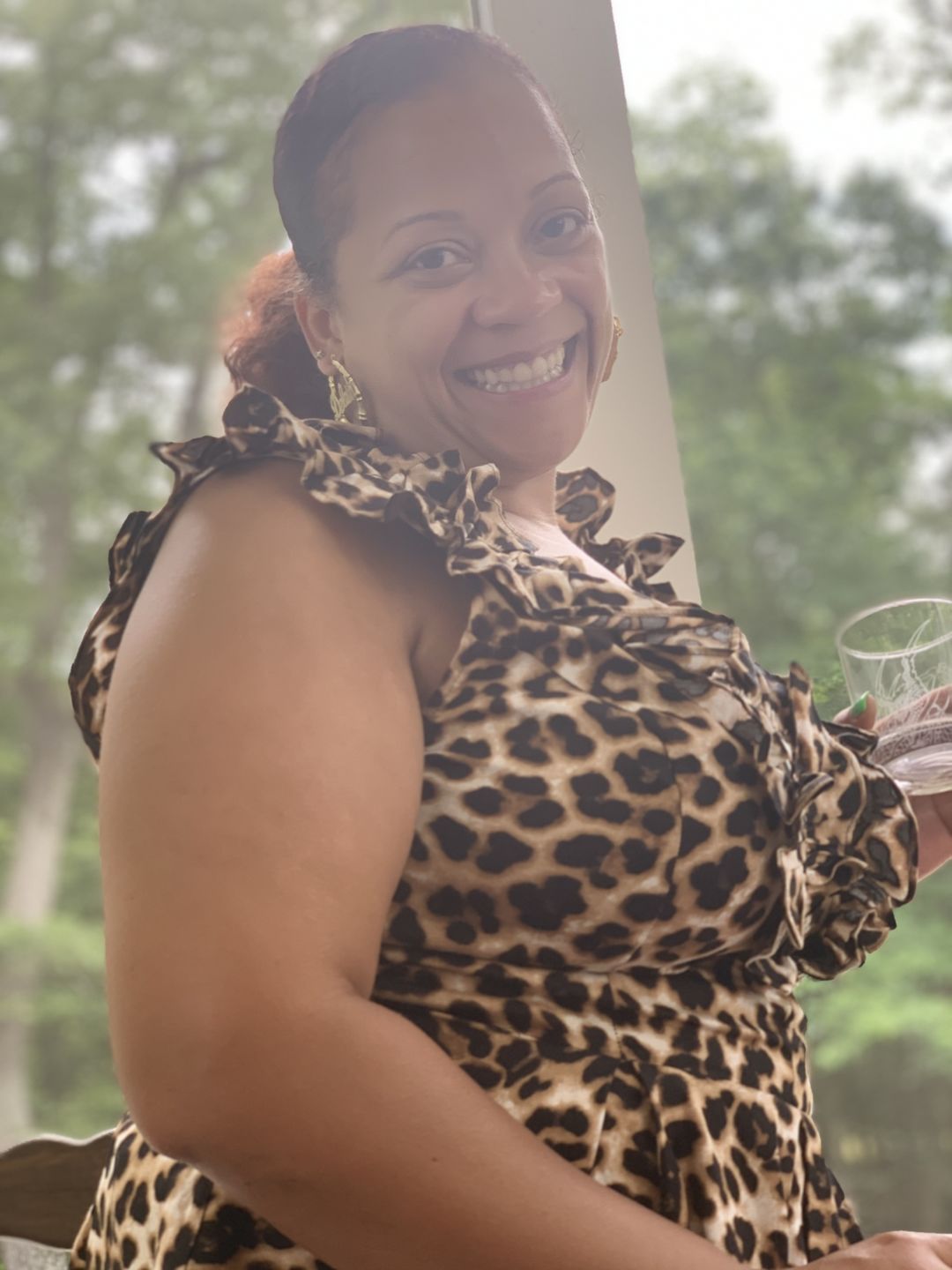 Customer photo review of 2" Bamboo Name Earrings