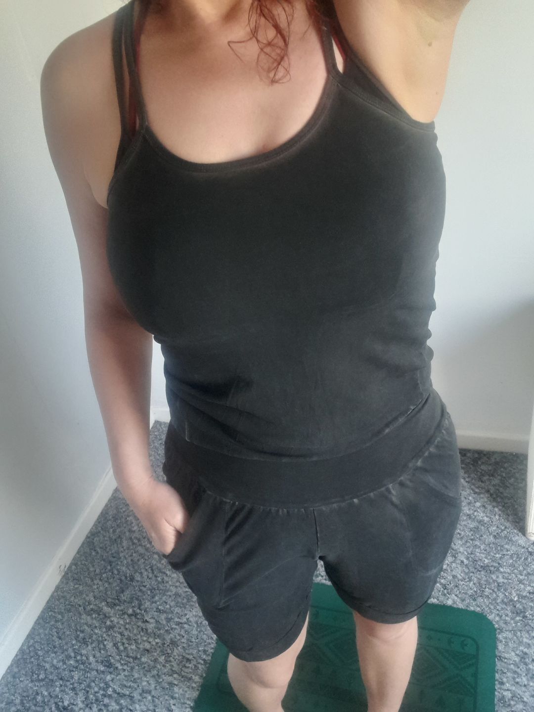 Customer photo review of Stonewash Short Yoga Jumpsuit
