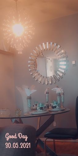 Customer photo review of Elegant Beveled Round Mirror 35"