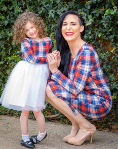 Customer photo review of Blue Plaid Casual Style Matching Dress for Mommy and Me