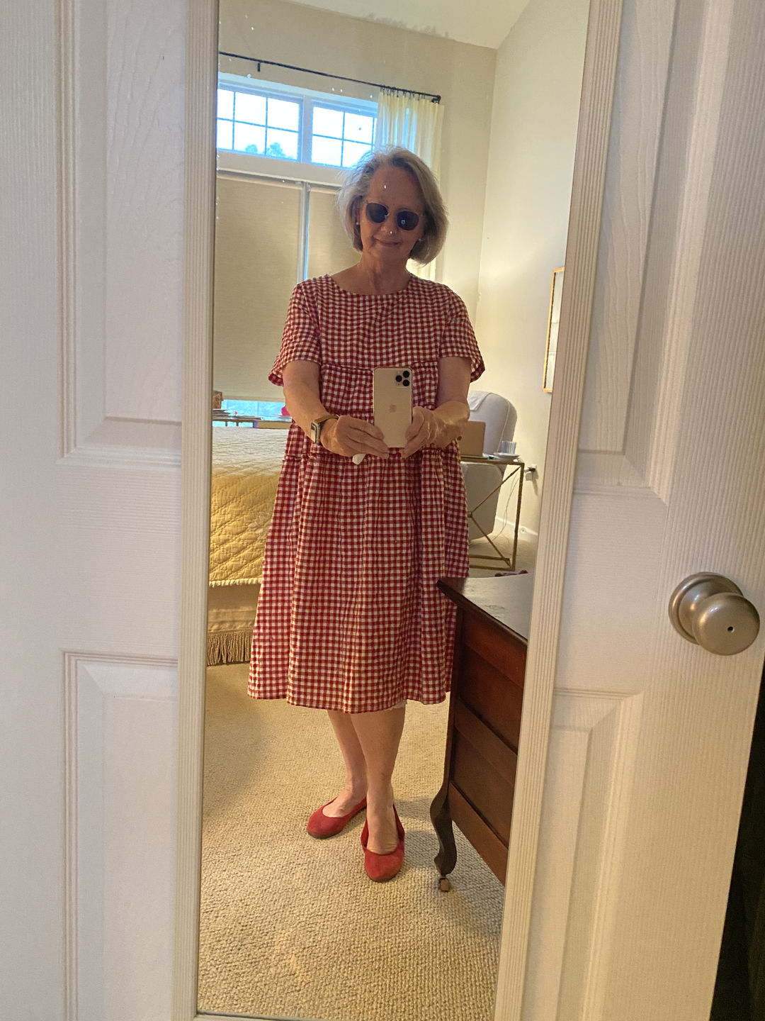Customer photo review of Plus Size - 100%Cotton Short Sleeve Plaid Dress