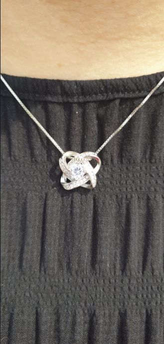 Customer photo review of "To my Soulmate" - Silver Love knot necklace