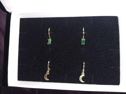 Customer photo review of Gold Moon Earrings