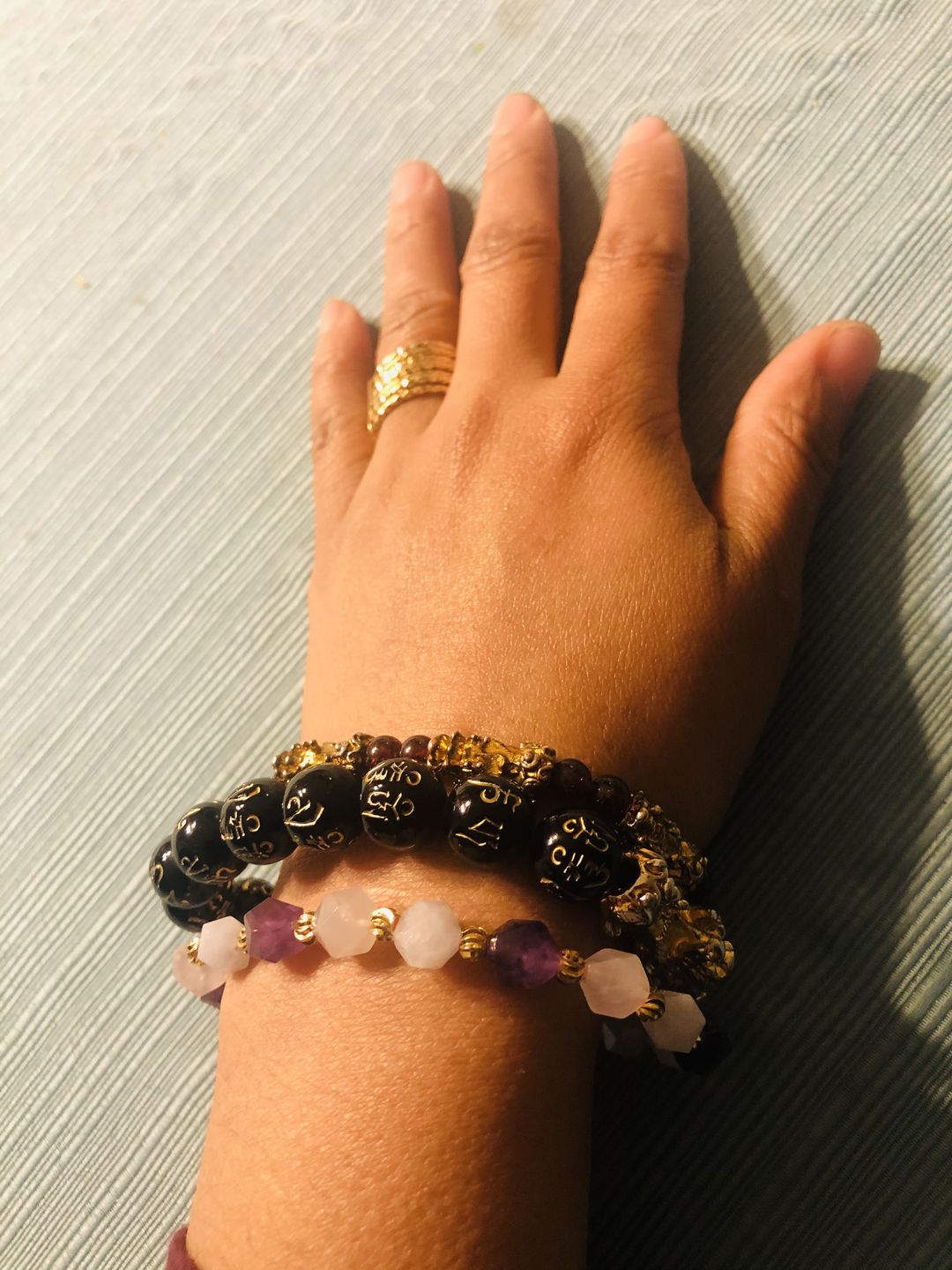 Customer photo review of Wealth Pixiu Charm in Natural Amethyst Bracelet