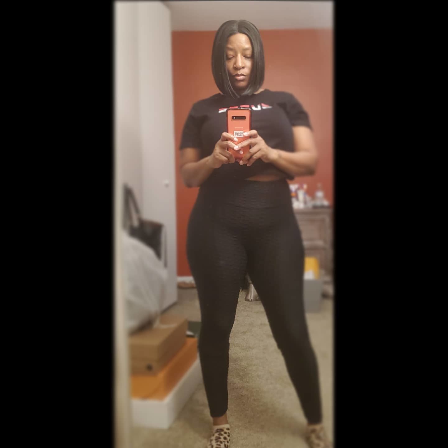 Customer photo review of Anti-Cellulite High Waisted Textured Leggings