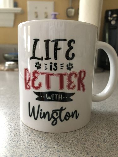 Customer photo review of Life is better with dogs - Personalized Custom Coffee Mug