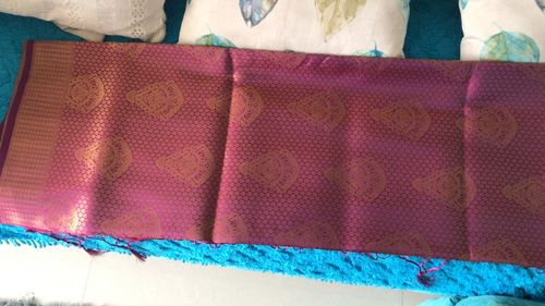 Customer photo review of Royal Princess Golden Wine Woven Kanjivaram Saree