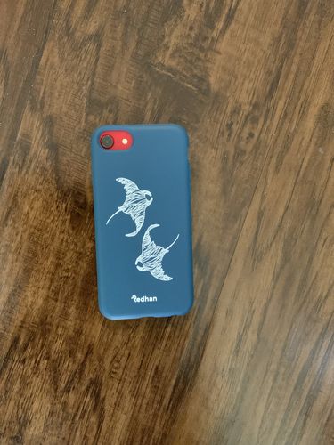 Customer photo review of Eco Friendly iPhone 6 / 6S / 7 / 8 / SE (2nd Gen) Phone Case - Flowing Rays in Navy Blue