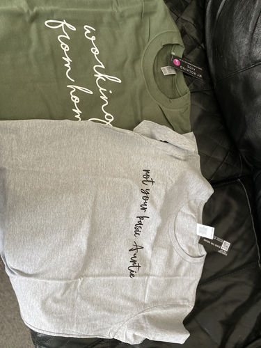 Customer photo review of Not Your Basic Auntie T-Shirt (MRK X)