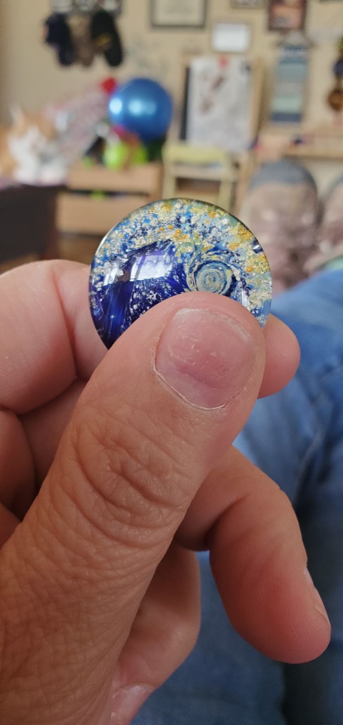 Customer photo review of Night Swirl Worry Stone with Infused Cremation Ashes
