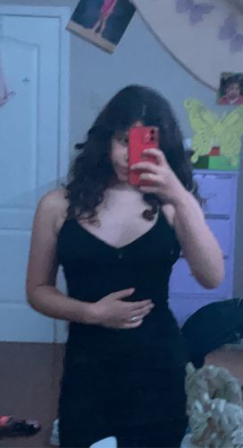 A. R. review of Ruched Sides Mini Dress in Black image 1 out of 1