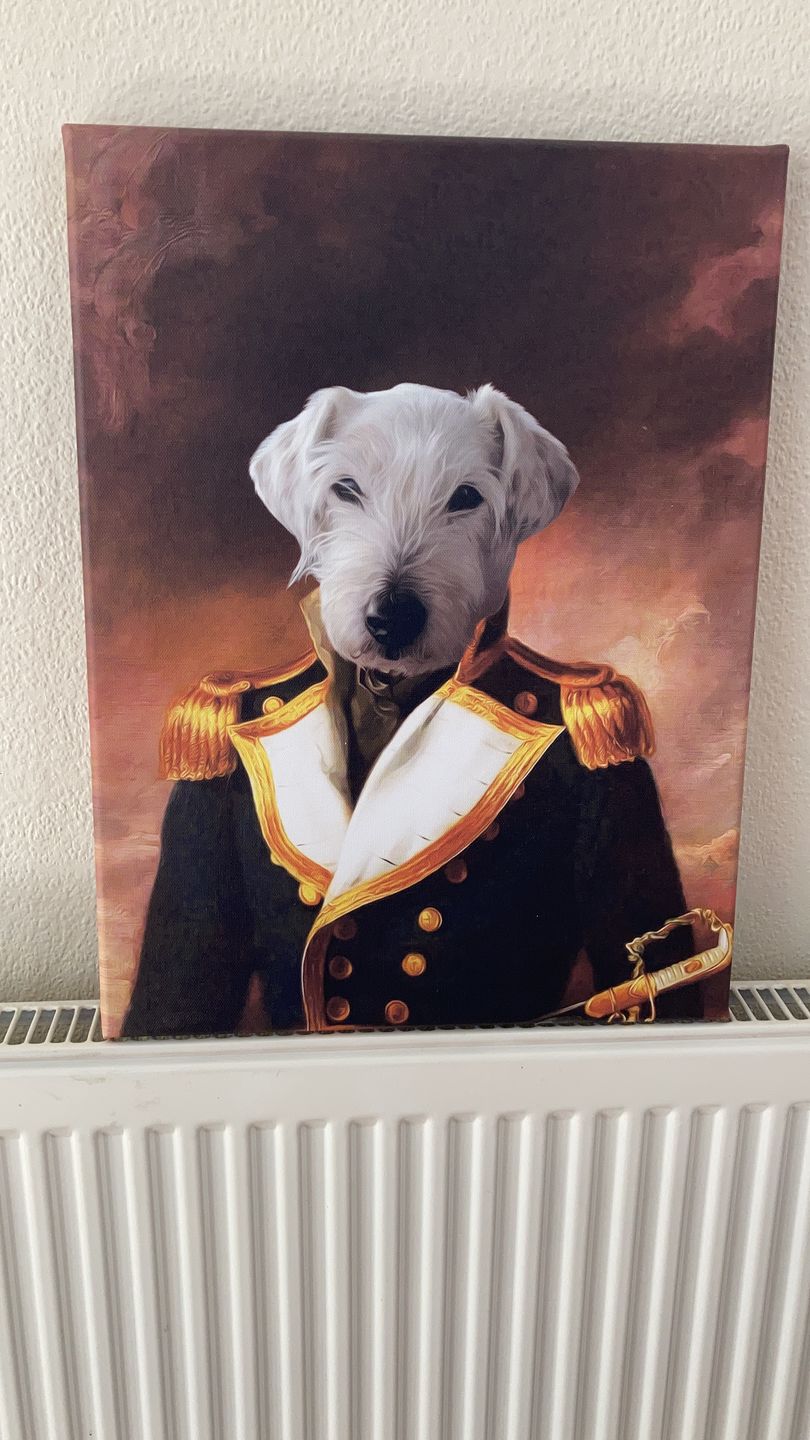 Customer photo review of The Admiral: Custom Pet Canvas