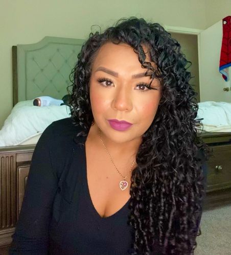 Customer photo review of Curly Ash Blonde