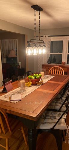 Customer photo review of 4-Light Clear Glass Jar Linear Pendant Lighting