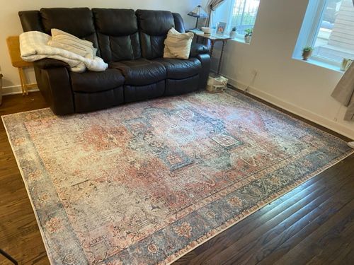 Customer photo review of Distressed Vintage Cezanne Terracotta Sky Area Rug