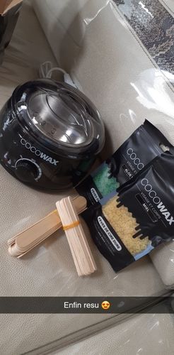 Customer photo review of WAXING KIT + 4 WAXES (2 FREE WAXES + 100 STICKS & 1 PROFESSIONAL SPATULA)