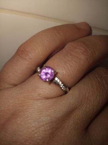 Customer photo review of Louily Alexandrite Stone Twist Round Cut Engagement Ring In Sterling Silver