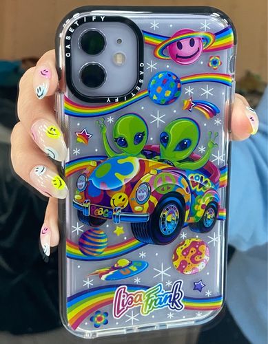 Customer photo review of Saucerman Stickers Rainbow Label 2 iPhone Case