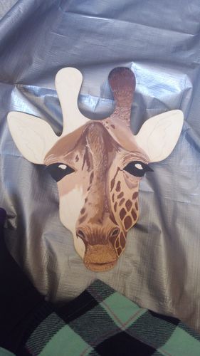 Customer photo review of Unfinished Wooden Giraffe Head Shape - Animal - Wildlife - Craft - up to 24" DIY