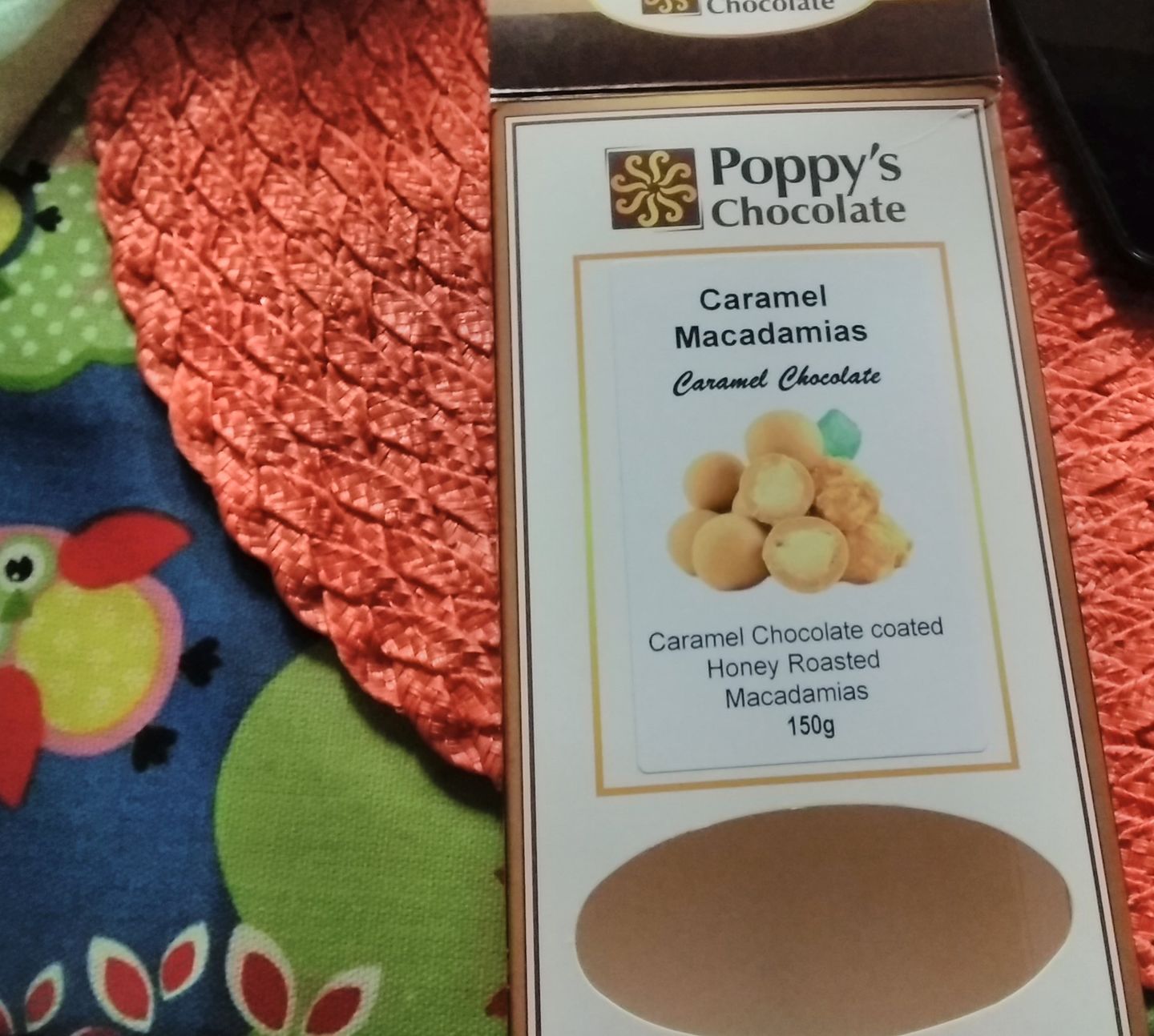 Customer photo review of Caramel Chocolate Coated Macadamias 150g