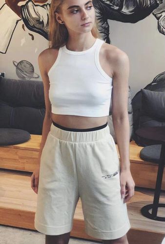 Customer photo review of Double Waistband Sweatshorts-Sand