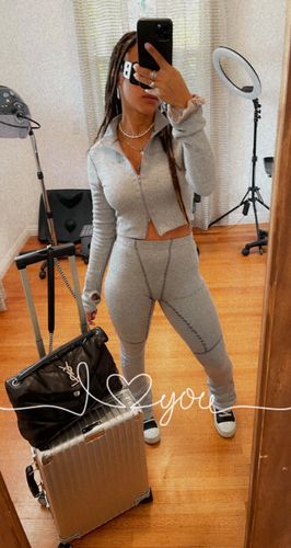 Customer photo review of Frame Sweat Pant In Gray & Black