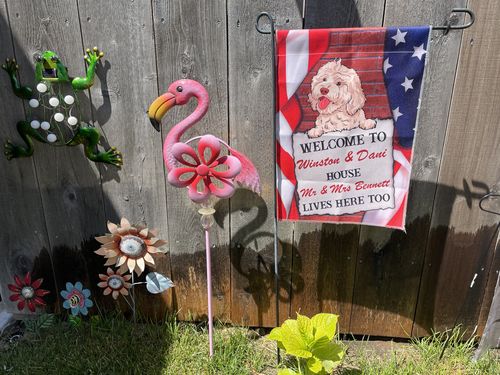 Customer photo review of Welcome To Dog House - Personalized Custom Garden Flag