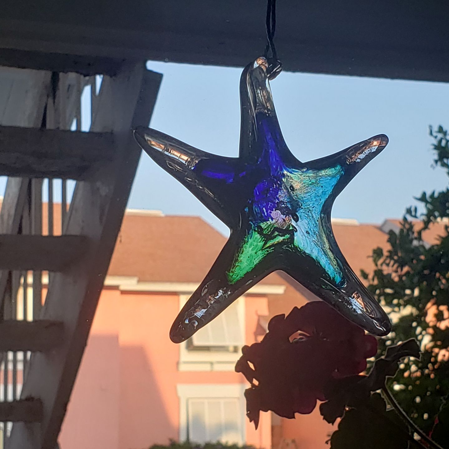 Customer photo review of Dichroic Starfish Suncatcher with Infused Cremains