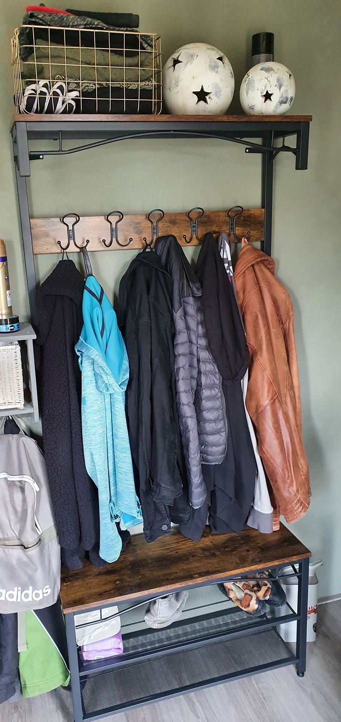 Customer photo review of Garderoberek Industrieel Design | Houtlook en Staal | 80x30x179cm