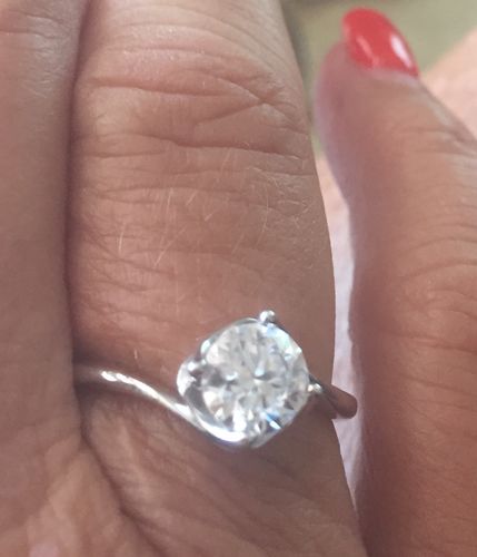 Customer photo review of Moissanite flower bud sterling silver wedding ring