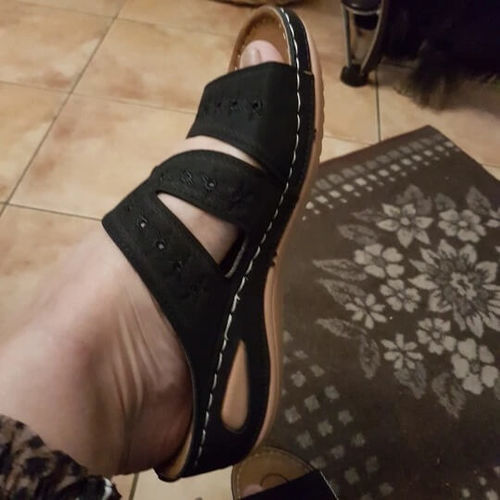 Customer photo review of Kafa™ Premium Orthopedic Thick Platform Large Size Slipper Sandals