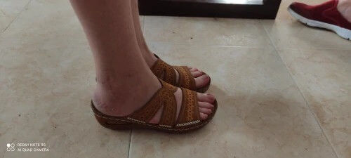 Customer photo review of Kafa™ Premium Orthopedic Thick Platform Large Size Slipper Sandals