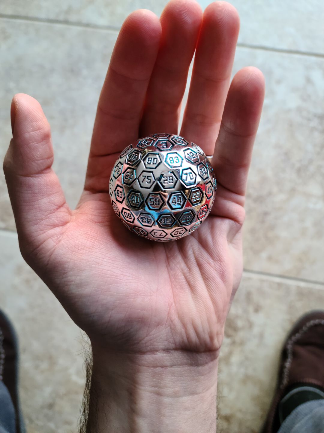Customer photo review of THE ORB D100 -  AQUA AND SILVER METAL DICE