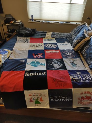 T-shirt quilt from weber state university by Kendalyn from UT