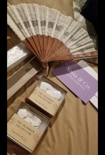 Customer photo review of Pamaypay Embroidered Hand Fan (Brown)