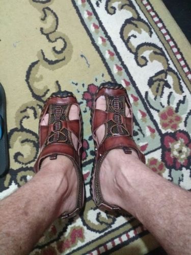 Customer photo review of Genuine Leather Hand Stitching Sandals