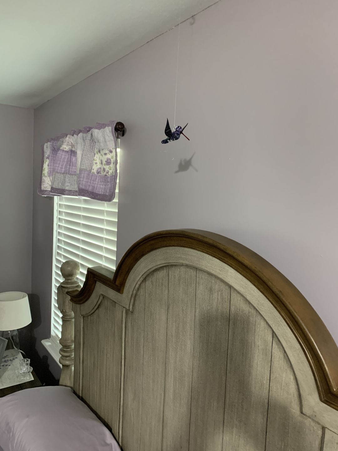 Customer photo review of Purple Dichroic Twist Glass Hummingbird with Infused Ash