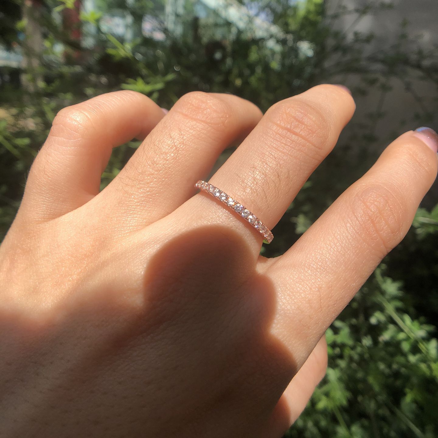 Customer photo review of Louily 0.5 Ct Round Cut Classic Full Eternity Thin Wedding Band For Women In Sterling Silver