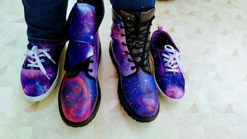 Customer photo review of Bright Red Blue Stars Galaxy Space Print Unisex Crew Socks