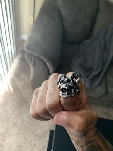 Customer photo review of DEVIL GOAT SKULL RING
