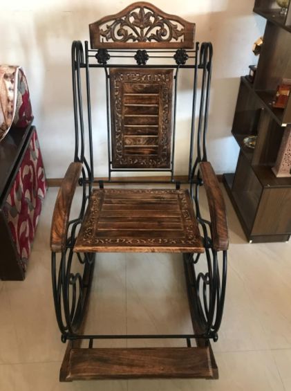 Customer photo review of Wooden & Iron Rocking Chair Wooden Chair Swing Chair
