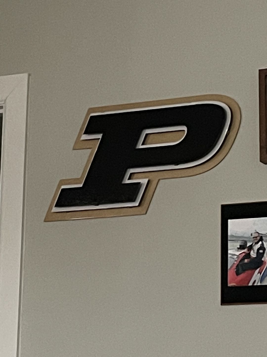 Customer photo review of Purdue University "Motion P" 3D Vintage Metal Artwork Black on Gold