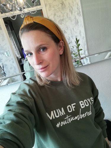 Customer photo review of Mum of Boys Hashtag Outnumbered Sweatshirt (MRK X)