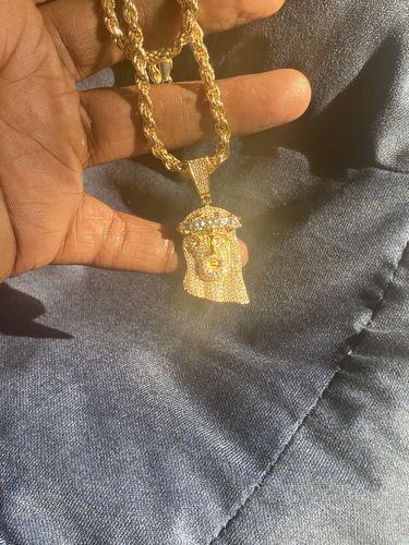 Customer photo review of 3.3 CTW Certified Moissanite Deluxe Jesus Pendant