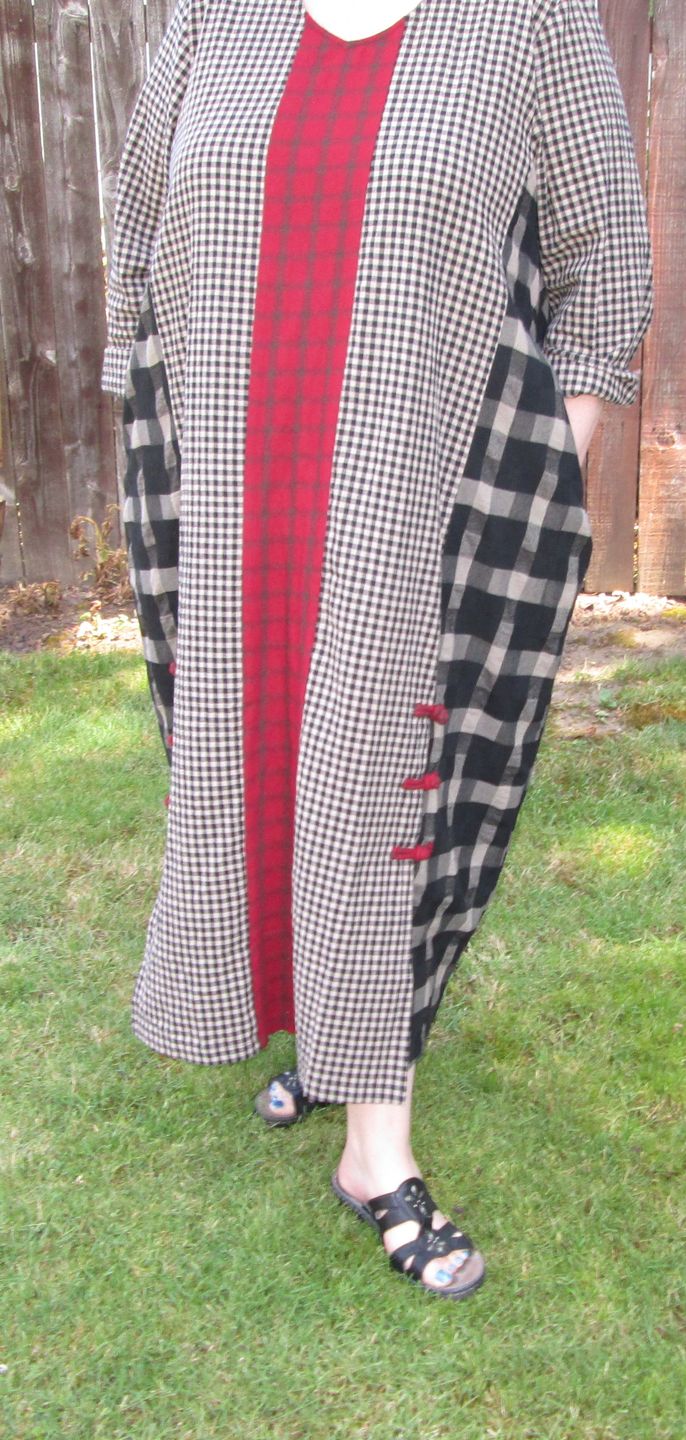 Customer photo review of Plus Size - Different Colored Plaid Retro Cotton Linen Dress