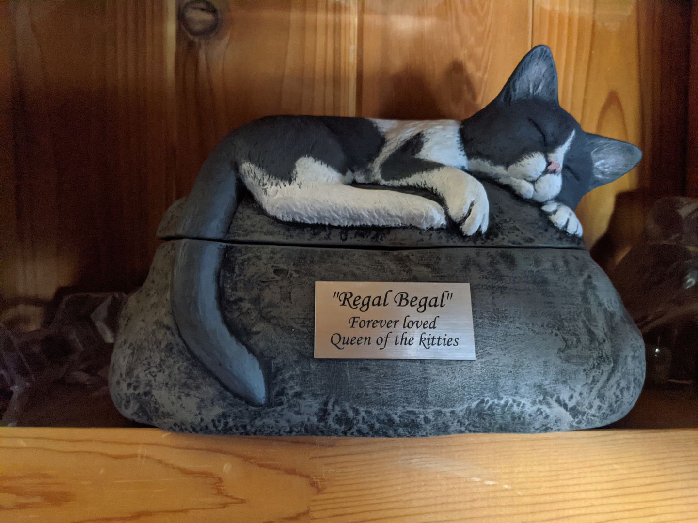 Customer photo review of Short Haired Custom Painted Ceramic Cat Urn - No Wings