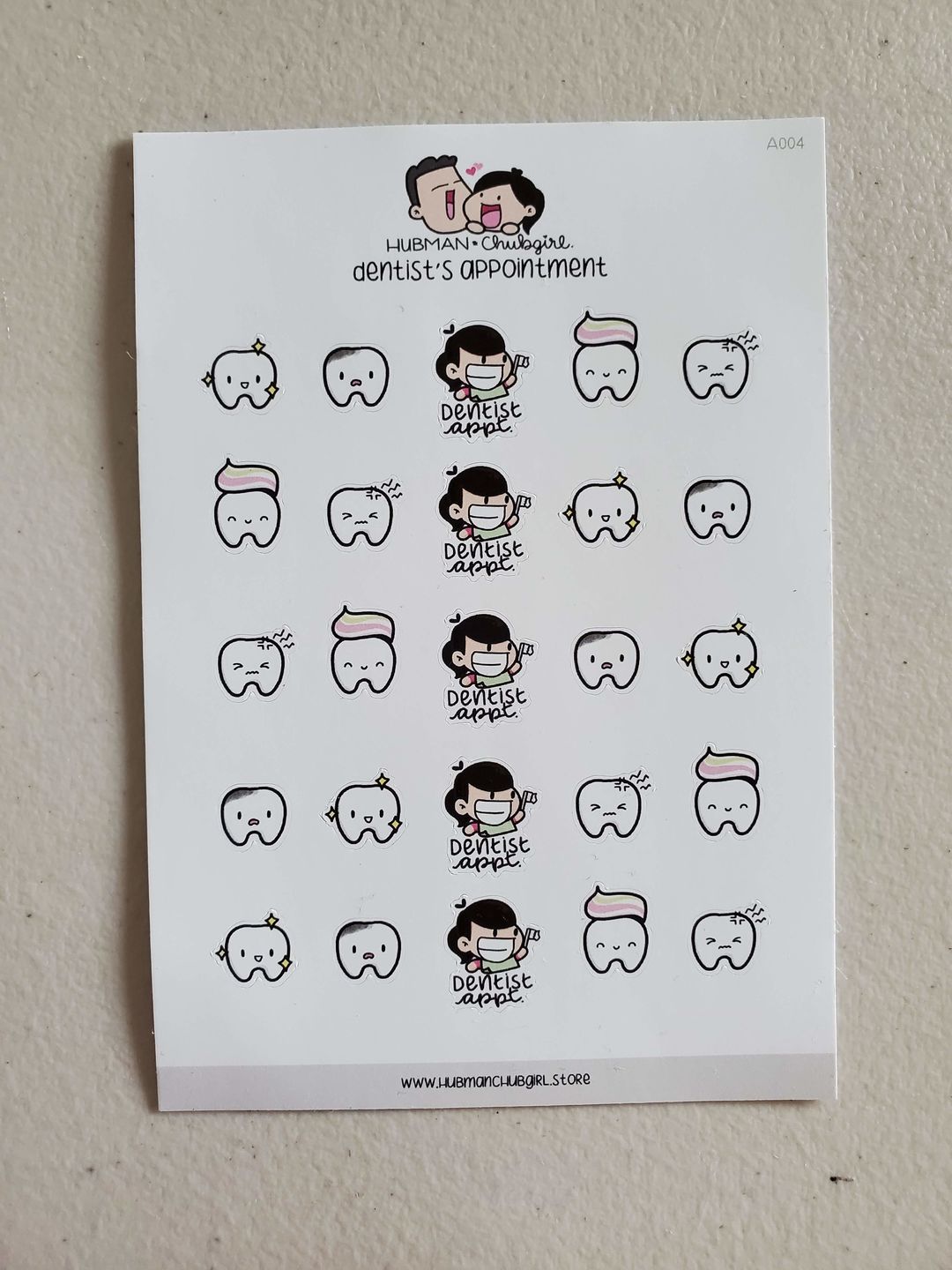 Customer photo review of Dentist Appointment Planner Stickers