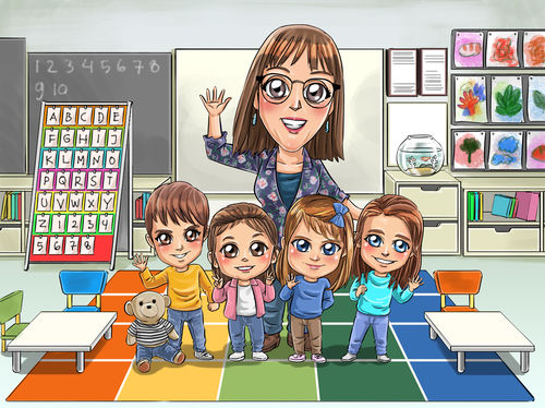 Customer photo review of Caricature cartoon dessinée à la main: En mode Chibi