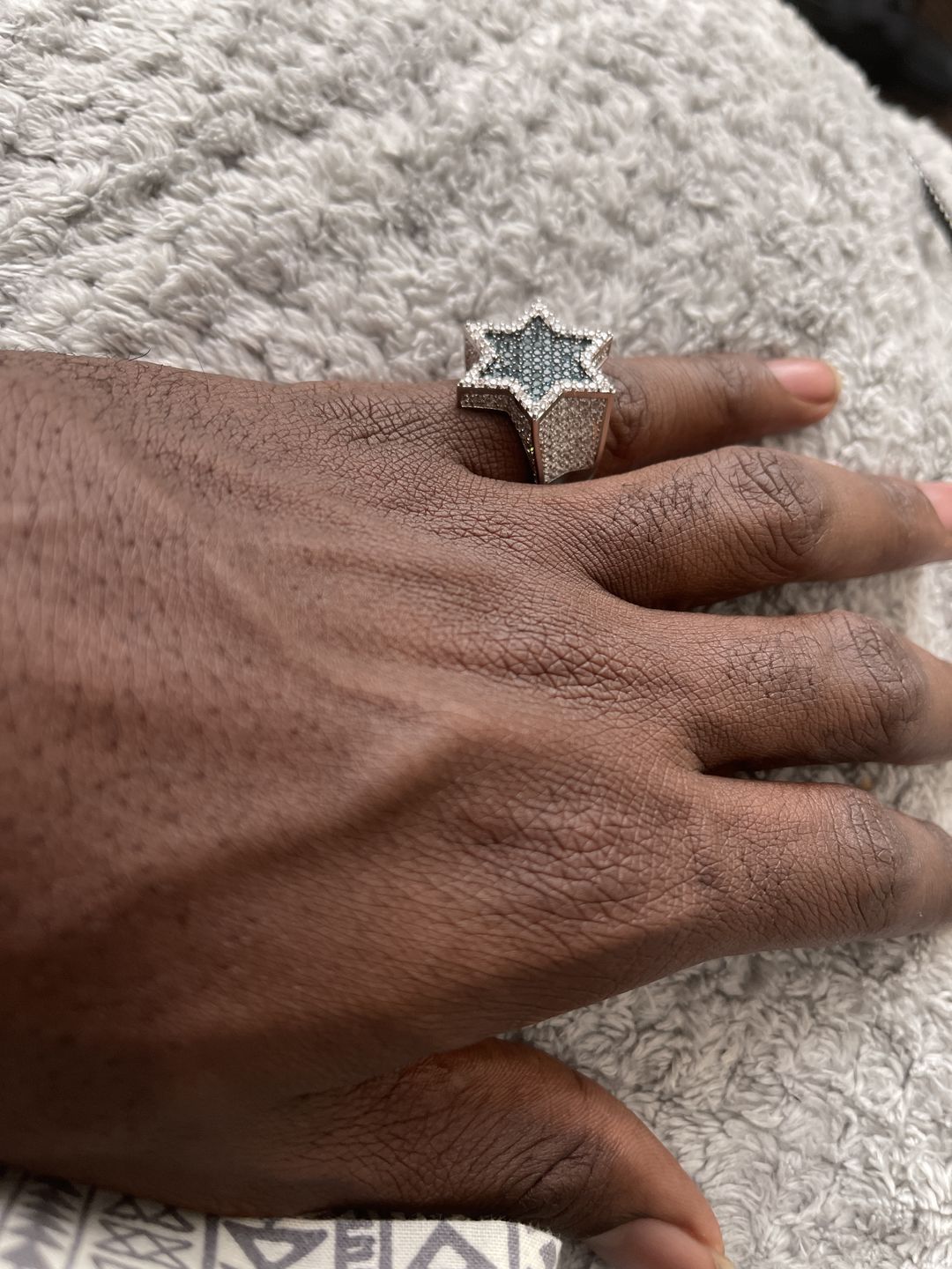 Customer photo review of Blue Iced Star Ring - White Gold
