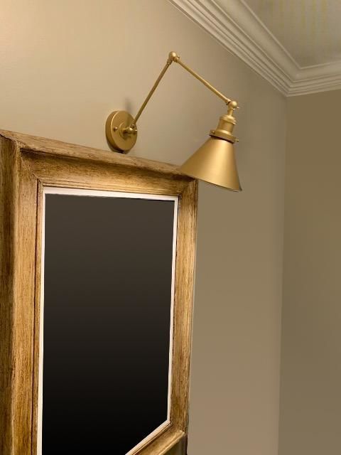 Customer photo review of Mid-Century Modern Metal Plug In Wall Lamp for Bedroom/Living Room